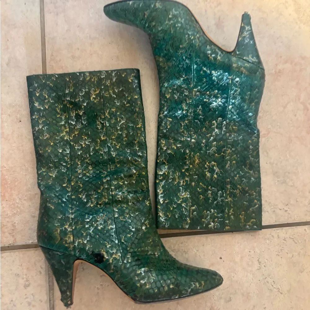 Daniela vetees Cowboy Boots Calf High Heels Snakeskin Shoes